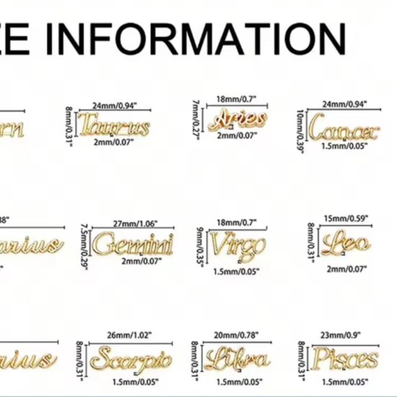 NEW AQUARIUS ZODIAC GOLD & SILVER TONE 3D METAL NAIL CHARMS (2PCS) - Picture 7 of 7